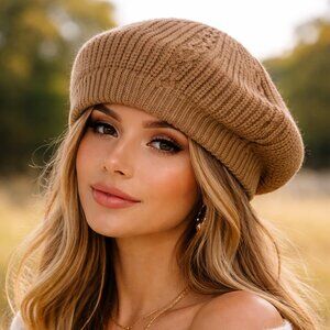 STYLINE Brown Ribbed Knit Beanie Slouchy Winter Hat NEW